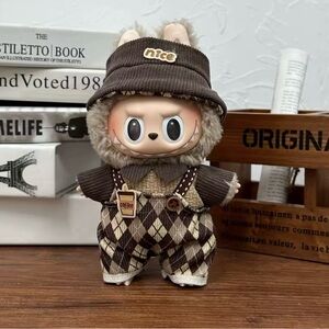 Cute Labubu Brown Argyle Outfit